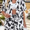 Two Piece Printed Button Down Elastic Waist Sets