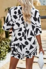 Two Piece Printed Button Down Elastic Waist Sets - Image 2