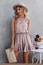 Sleeveless Leopard Rrint Ruffle Short Romper - Image 3