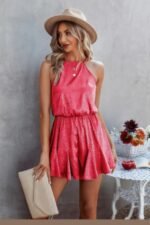 Sleeveless Leopard Rrint Ruffle Short Romper - Image 5