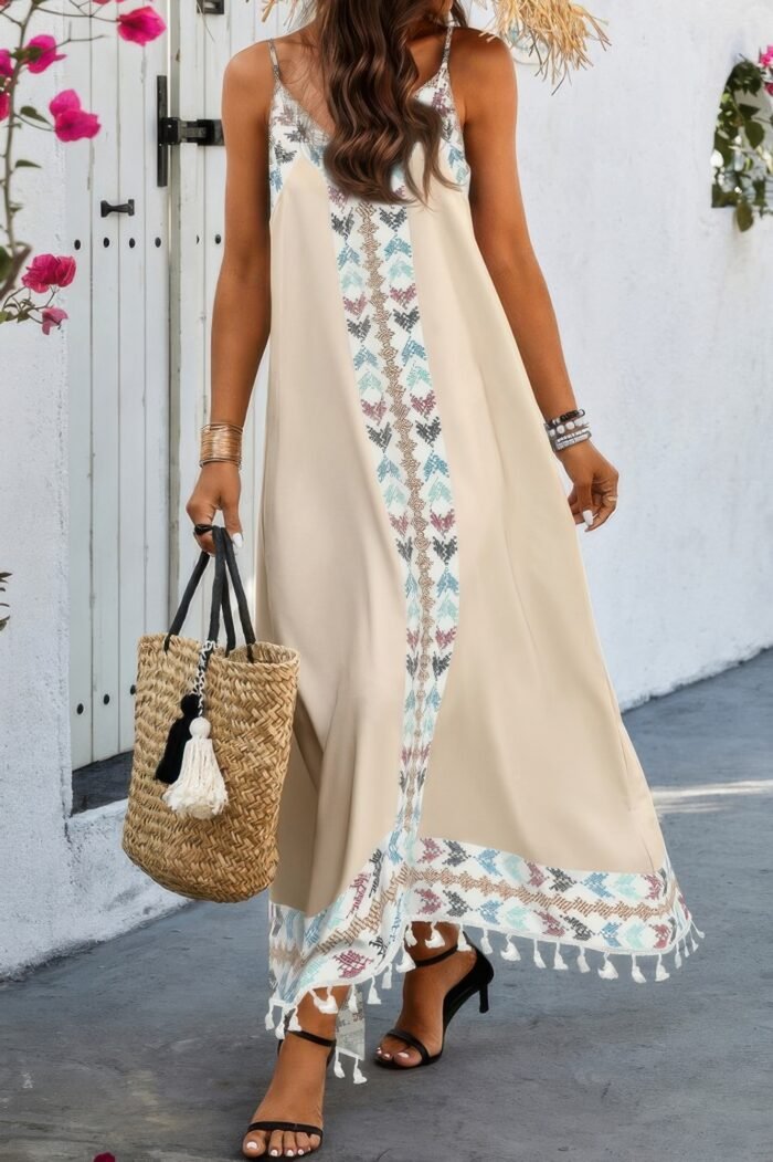 Random printed spaghetti strap sleeveless dress