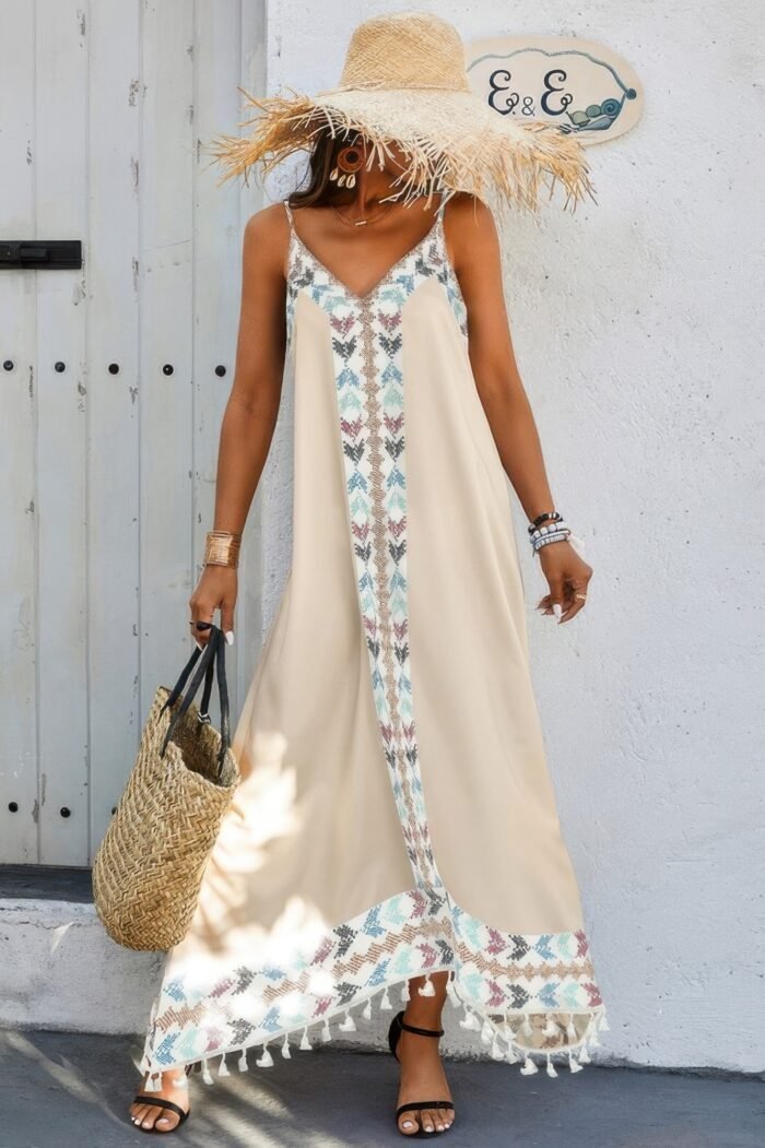 Random printed spaghetti strap sleeveless dress