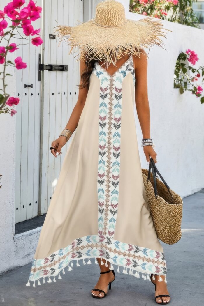 Random printed spaghetti strap sleeveless dress