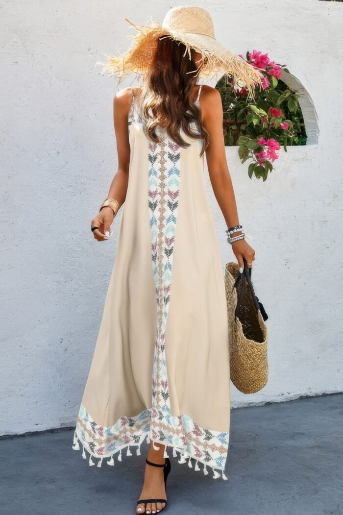 Random printed spaghetti strap sleeveless dress