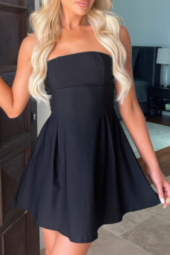 Off shoulder elegant tube cuff a swing short dress - image 3