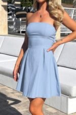 Off Shoulder Elegant Tube Cuff A Swing Short Dress - Image 7