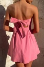 Off Shoulder Elegant Tube Cuff A Swing Short Dress - Image 11