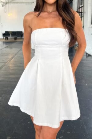 Off Shoulder Elegant Tube Cuff A Swing Short Dress Off Shoulder Elegant Tube Cuff A Swing Short Dress