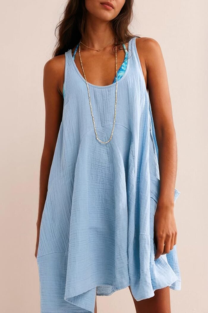 U neck backless sleeveless mini pocket dress - image 5