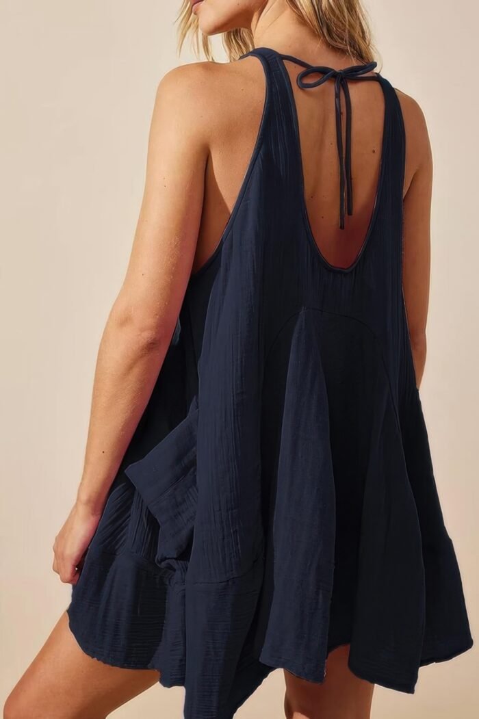 U neck backless sleeveless mini pocket dress - image 14