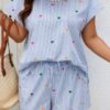 Heart Print Plus Size Two Pieces Strip Loose Sets