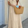 Cross V Cross Knot Pockets A Line Dress