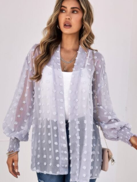 Polka Dot Kimono Loose Front Open Top