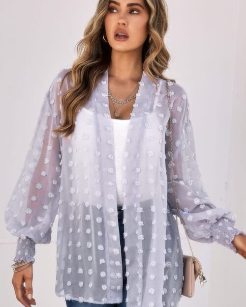 polka dot kimono loose front open top