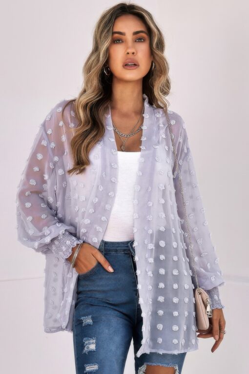 Polka Dot Kimono Loose Front Open Top - Image 3
