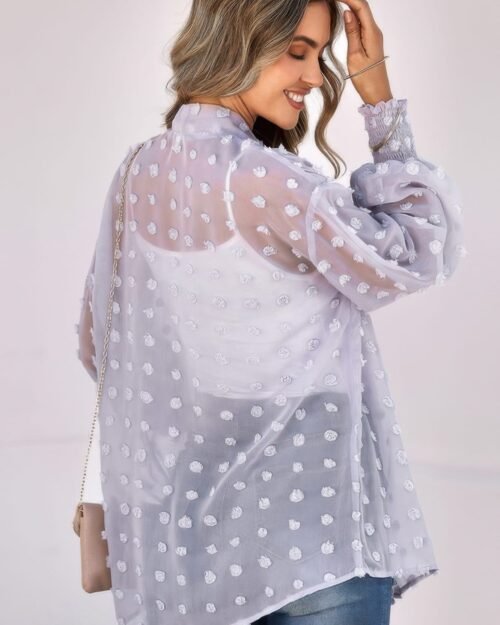 polka dot kimono loose front open top