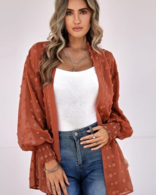 polka dot kimono loose front open top