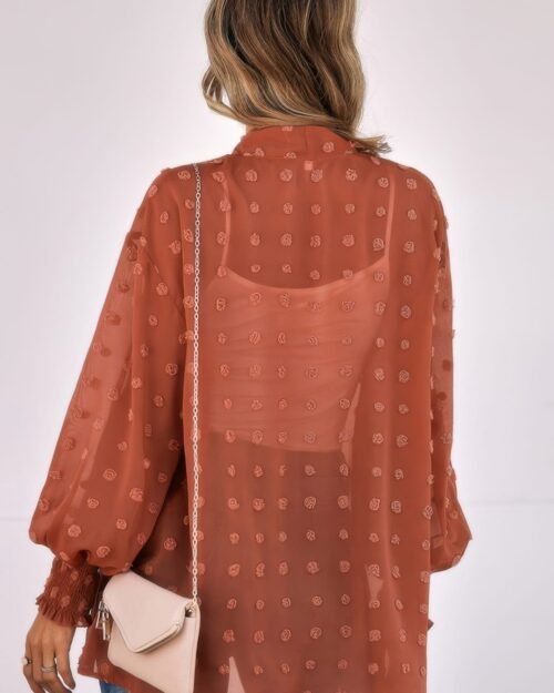 polka dot kimono loose front open top