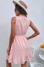 Sleeveless High Neck A Line Ruffle Hem Dress - Image 2