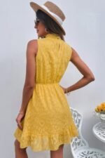 Sleeveless High Neck A Line Ruffle Hem Dress - Image 4