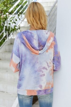 Tie Dye Full Zip Drawstring Hoodie