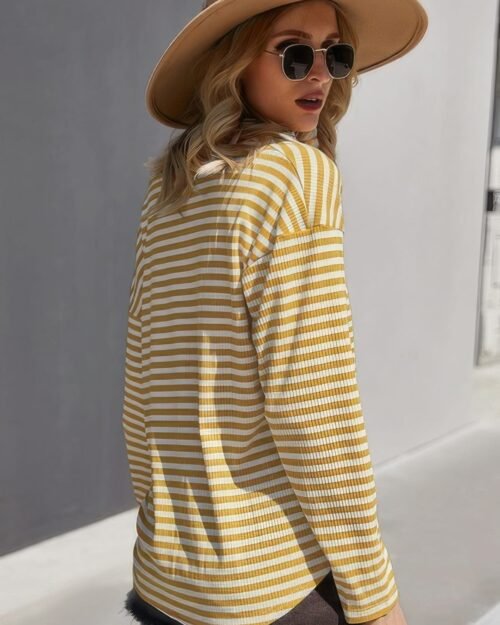 v neck short sleeve striped tunic shirt