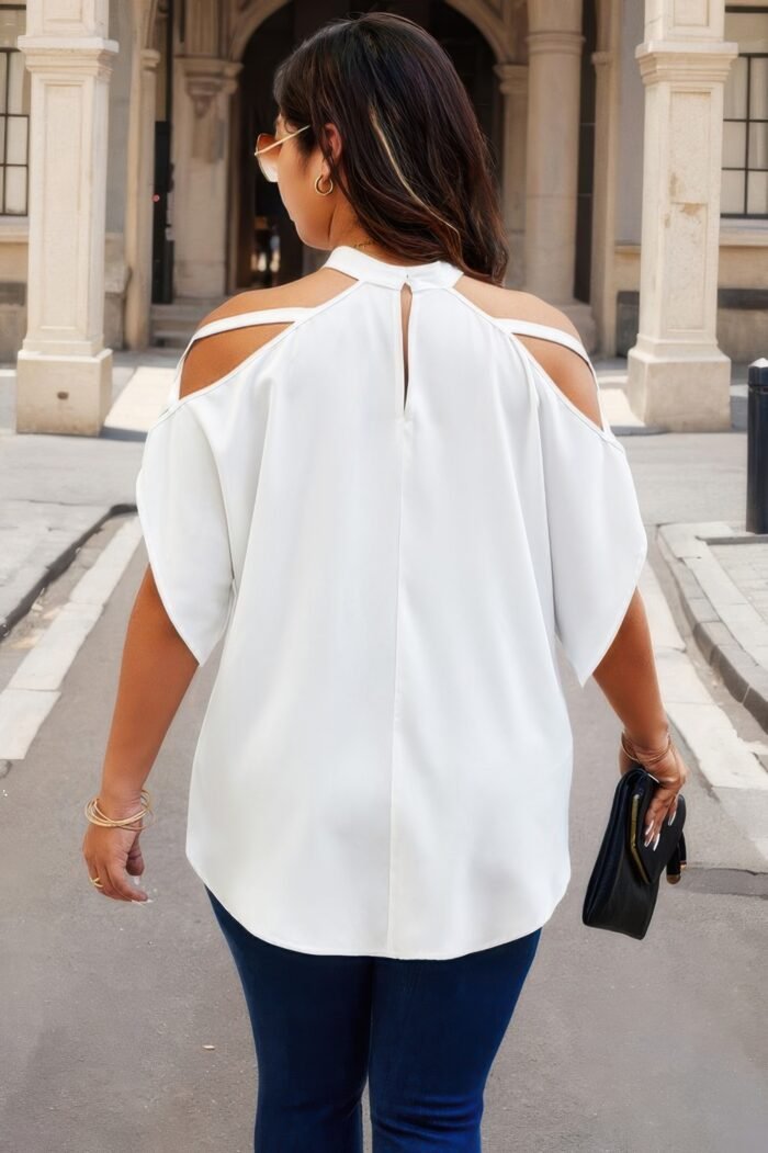 Plus halter open shoulder bat sleeves loose top - image 5
