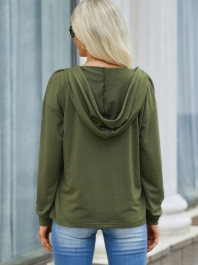Solid Lace Trim Long Sleeve Loose Hoodie Solid Lace Trim Long Sleeve Loose Hoodie
