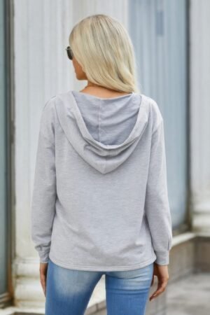 Solid Lace Trim Long Sleeve Loose Hoodie Solid Lace Trim Long Sleeve Loose Hoodie
