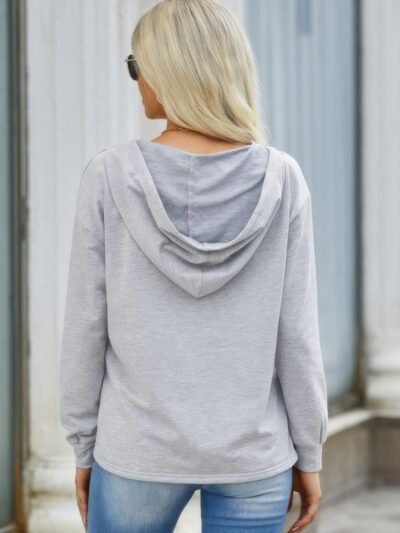 Solid Lace Trim Long Sleeve Loose Hoodie Solid Lace Trim Long Sleeve Loose Hoodie