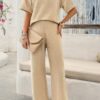 Two Pieces Outfits Knitted Crew Neck Button Set