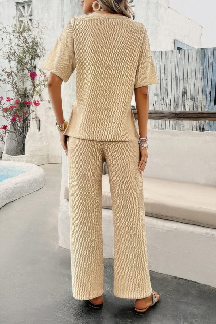 Two pieces outfits knitted crew neck button set - image 4