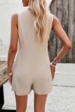 Solid Crewneck Sleeveless Loose Pockets Romper - Image 22
