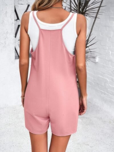 Scoop Neck Spaghetti Straps Loose Fit Solid Romper Scoop Neck Spaghetti Straps Loose Fit Solid Romper