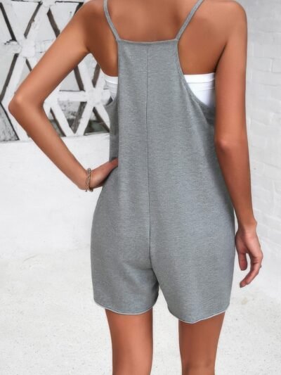 Scoop Neck Spaghetti Straps Loose Fit Solid Romper Scoop Neck Spaghetti Straps Loose Fit Solid Romper