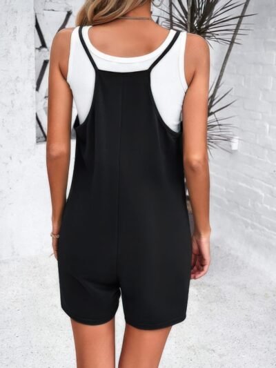 Scoop Neck Spaghetti Straps Loose Fit Solid Romper Scoop Neck Spaghetti Straps Loose Fit Solid Romper