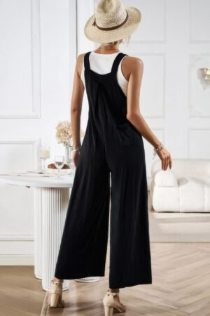 Button Detail Wide Leg Overall Pockets Jumpsuit Button Detail Wide Leg Overall Pockets Jumpsuit