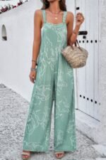 Geo Print Smocked Sleeveless Pockets Jumpsuit - Image 7