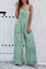 Geo Print Smocked Sleeveless Pockets Jumpsuit - Image 8