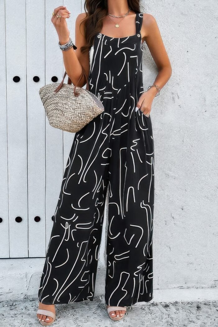 Geo print smocked sleeveless pockets jumpsuit - image 19