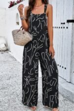 Geo Print Smocked Sleeveless Pockets Jumpsuit - Image 20