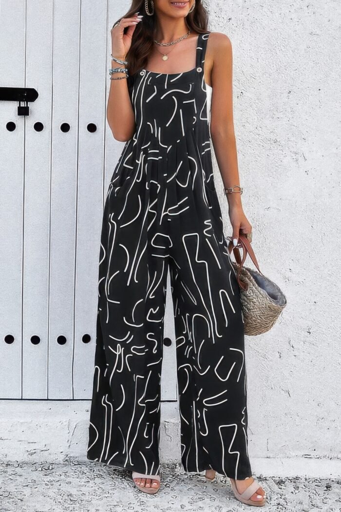 Geo print smocked sleeveless pockets jumpsuit - image 21