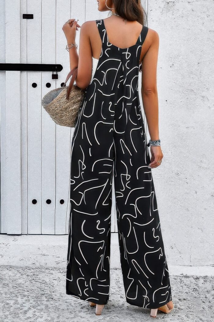 Geo print smocked sleeveless pockets jumpsuit - image 24