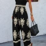stretch geo print jumpsuit uk fashion