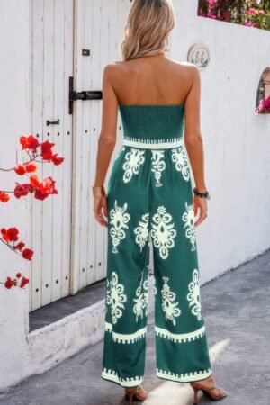 Geo Print Off Shoulder High Waist Fit Jumpsuit Geo Print Off Shoulder High Waist Fit Jumpsuit