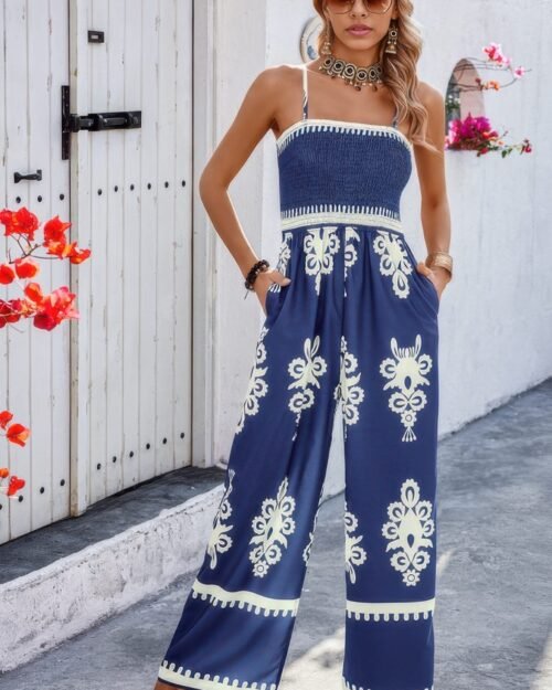 geo print jumpsuit for women