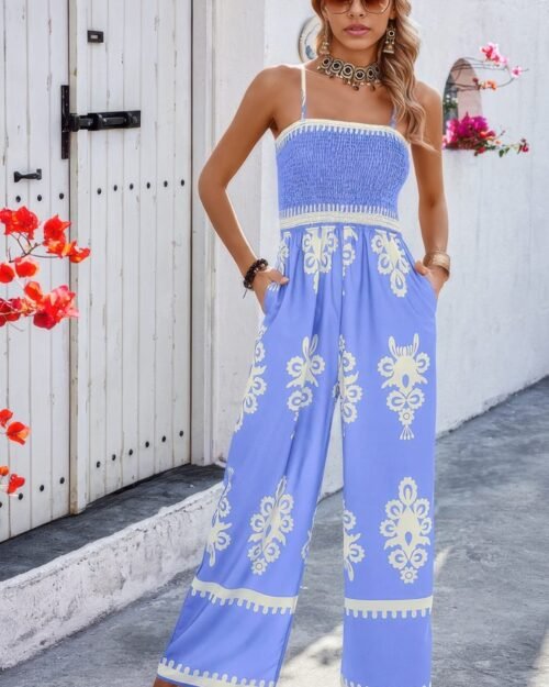 geo print jumpsuit for women