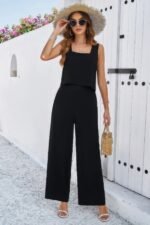 Two Pieces Square Neck Sleeveless Solid Sets
