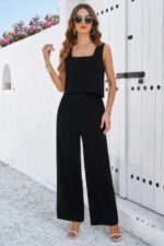 Two Pieces Square Neck Sleeveless Solid Sets - Image 2