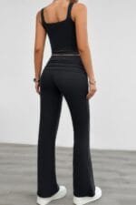 Two Pieces Square Neck Ruched Sleeveless Sets